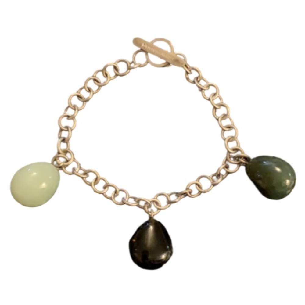 Vintage Emporio Armani Sterling Silver with Jade  Charm Bracelet